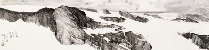 雪上冰川图  (33,5x140cm)