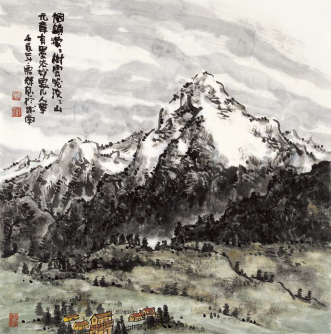 烟 锁 蒙 蒙 树，云笼淡淡山  (68,5x69cm)