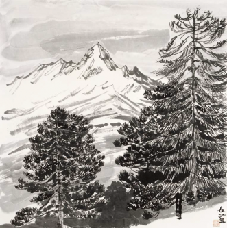 Forest in a winter landscape   (68,5x68,5cm)