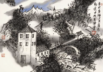 Sketch of Swiss Landscape, II (45x64cm)