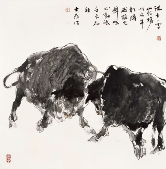 LIU Dawei - Combat de reines  (69x71cm)